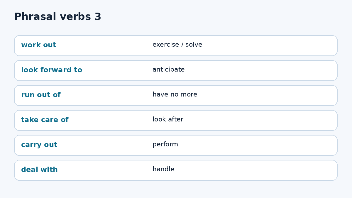 Phrasal Verbs 3 & Work — ejercicios B1 Unidad 48