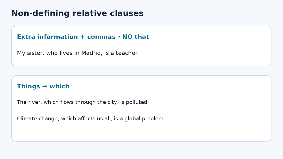 Non-defining relative clauses B1